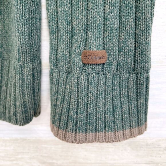 Columbia Chunky Ribbed 1/4 Zip Raglan Sleeve Sweater Green Cotton Mens Large - Picture 3 of 7